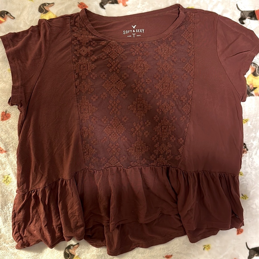 American Eagle Orange Short Sleeve Shirt